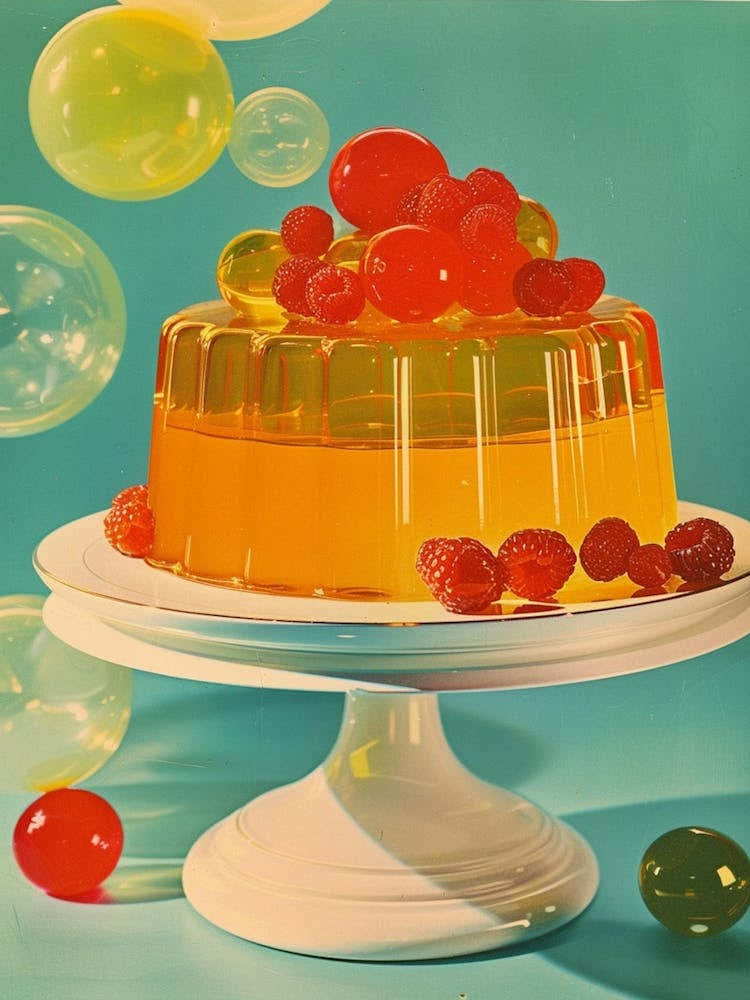 Yelow Jelly With Bubbles Retro Photo