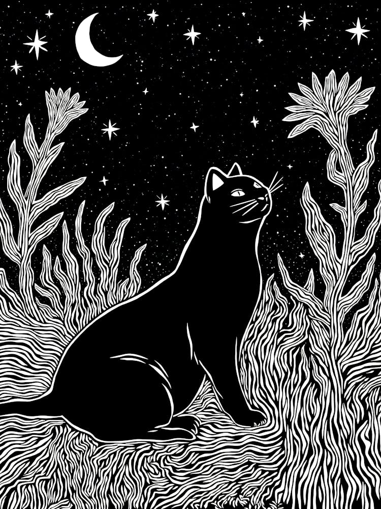 Black Cat In The Night