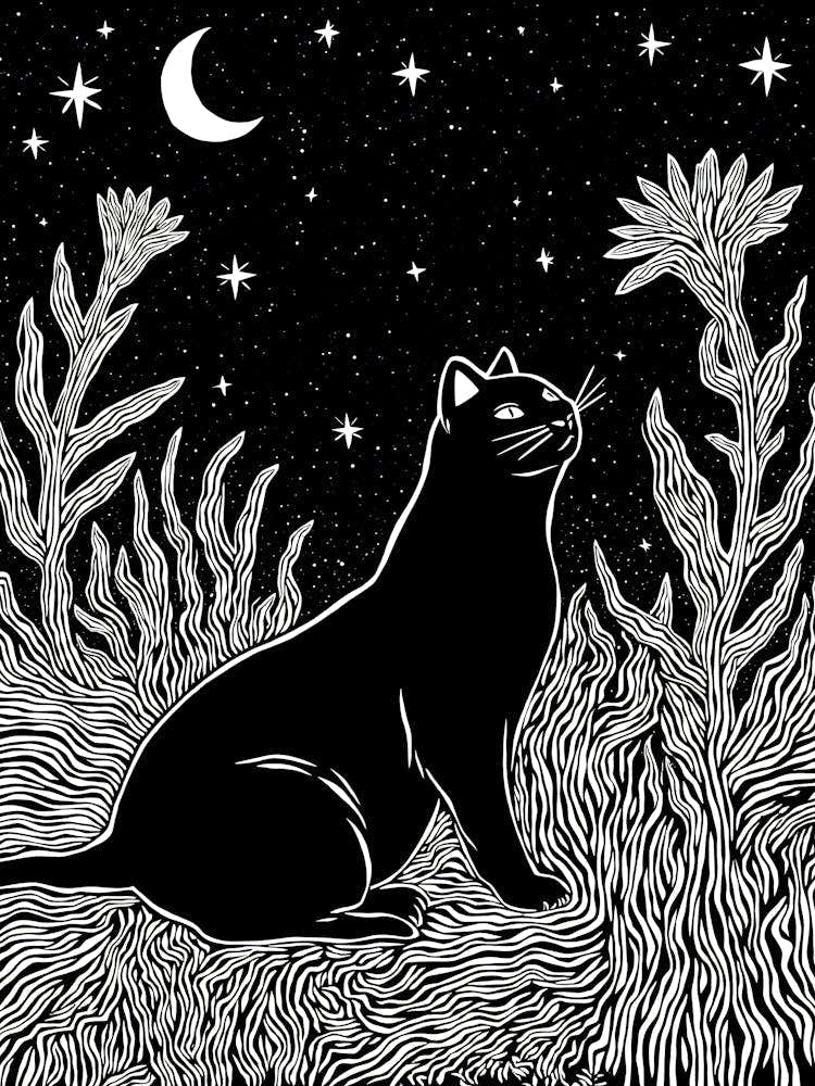 Black Cat In The Night