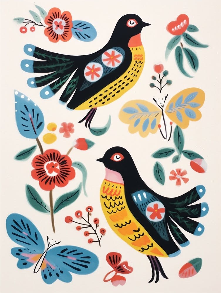 Folk Style Bird Painting Bluebird 5