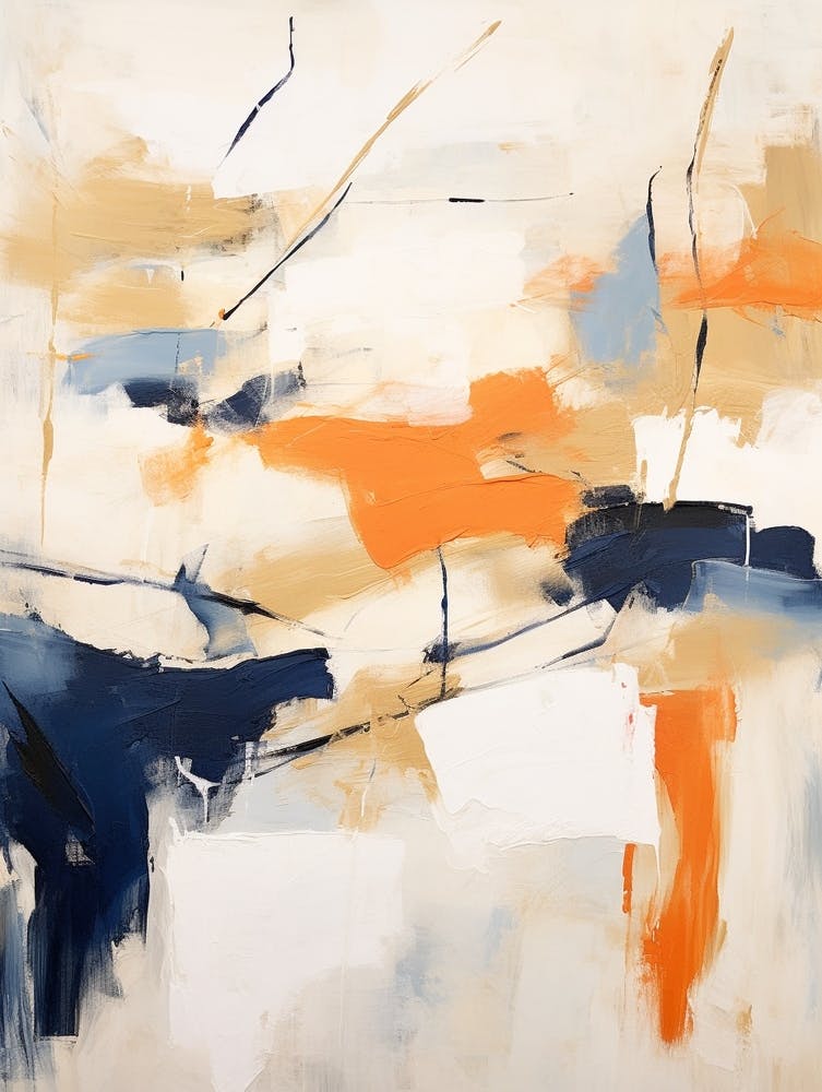 Navy And Orange Autumn Abstract Painting 5