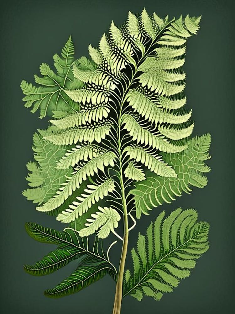 Southern Maidenhair Fern Wildflower Vintage Botanical