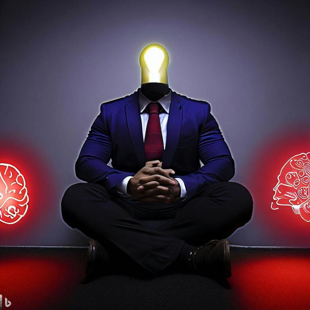 Businessman With Brain And Light Bulb