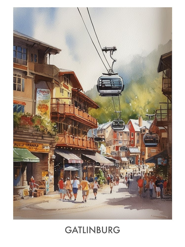 Gatlinburg Watercolor 2travel Poster