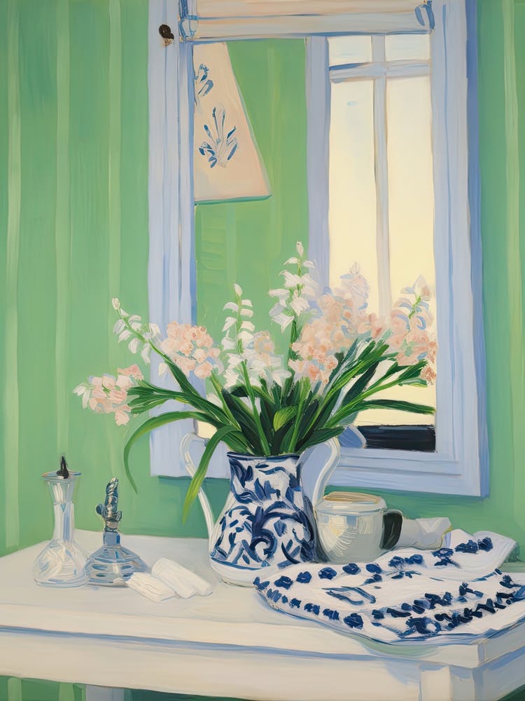 Bathroom Vanity Painting With A Lily Of The Valley Bouquet 3