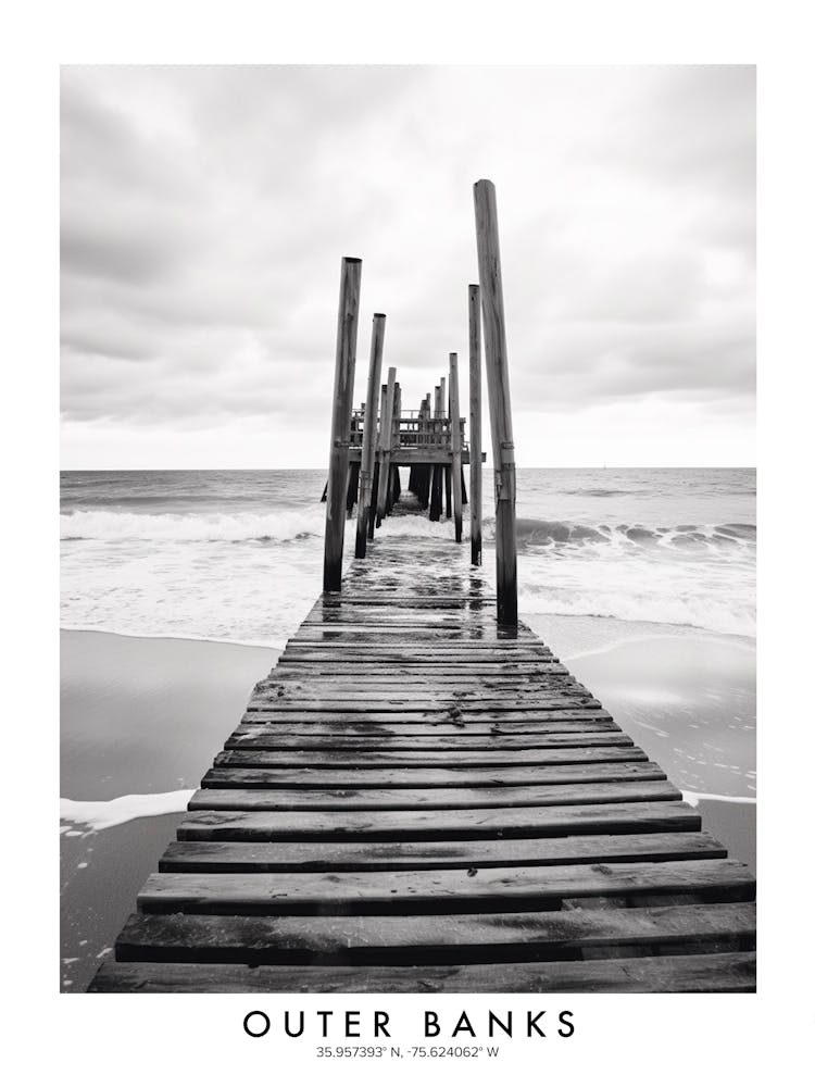 Poster Of Outer Banks, Black And White Analogue Photograph 3