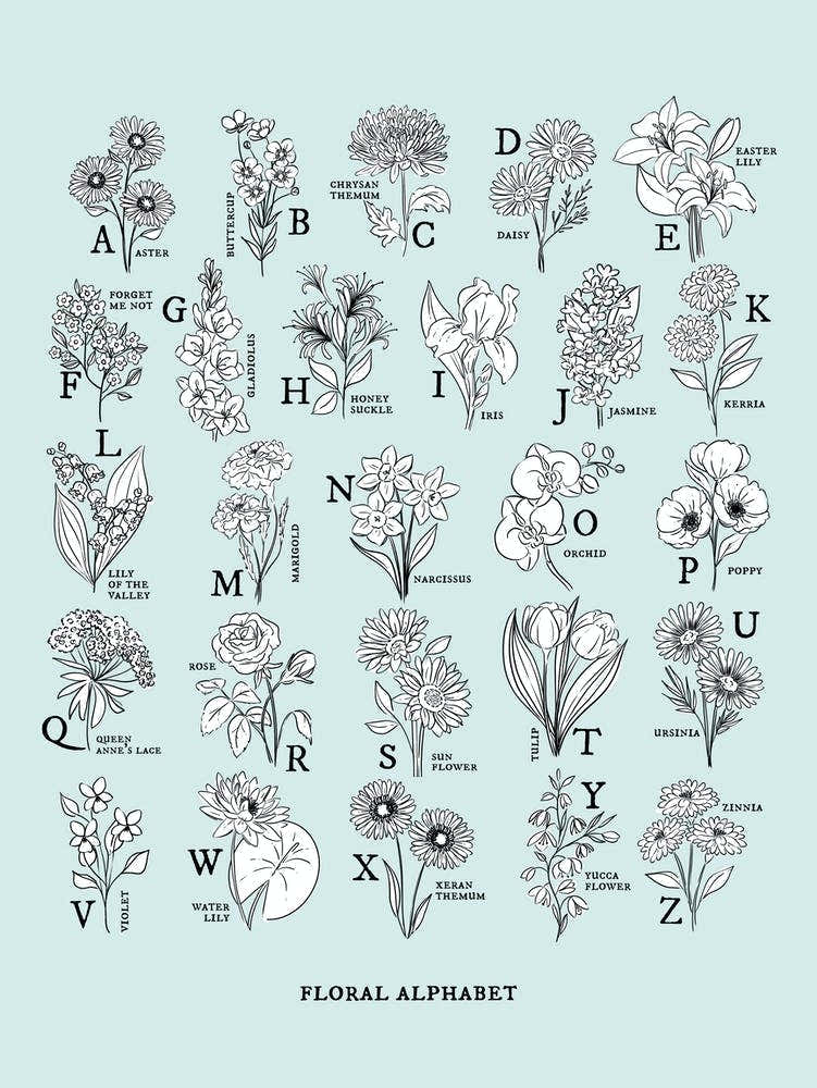 Floral Alphabet | Aquamarine