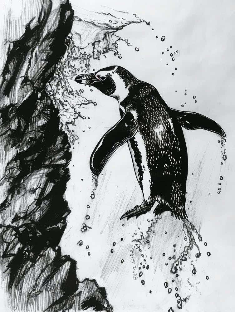 Emperor Penguin Diving Into The Water 1