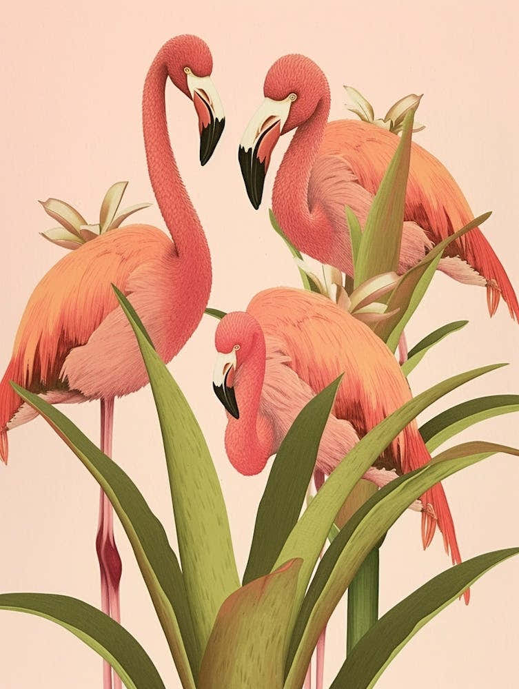 Chilean Flamingo Bromeliads Minimalist Illustration 4