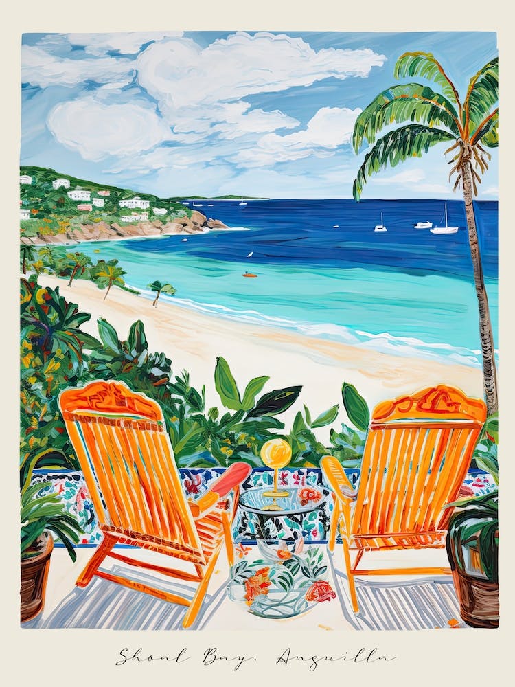 Poster Of Shoal Bay, Anguilla, Matisse And Rousseau Style 3