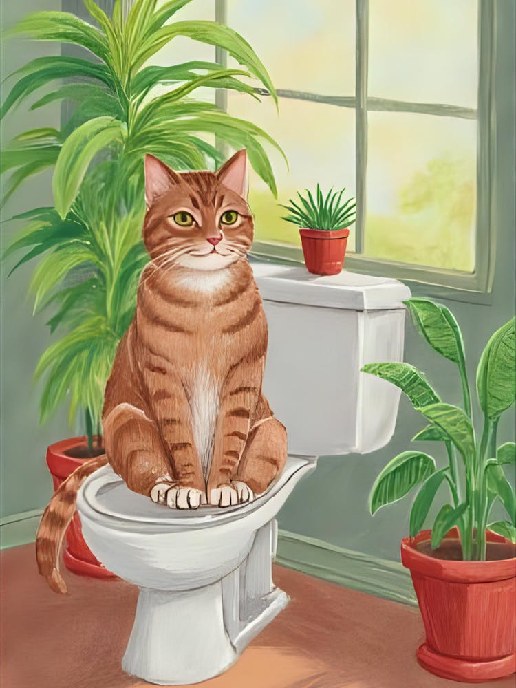 Cat On Toilet