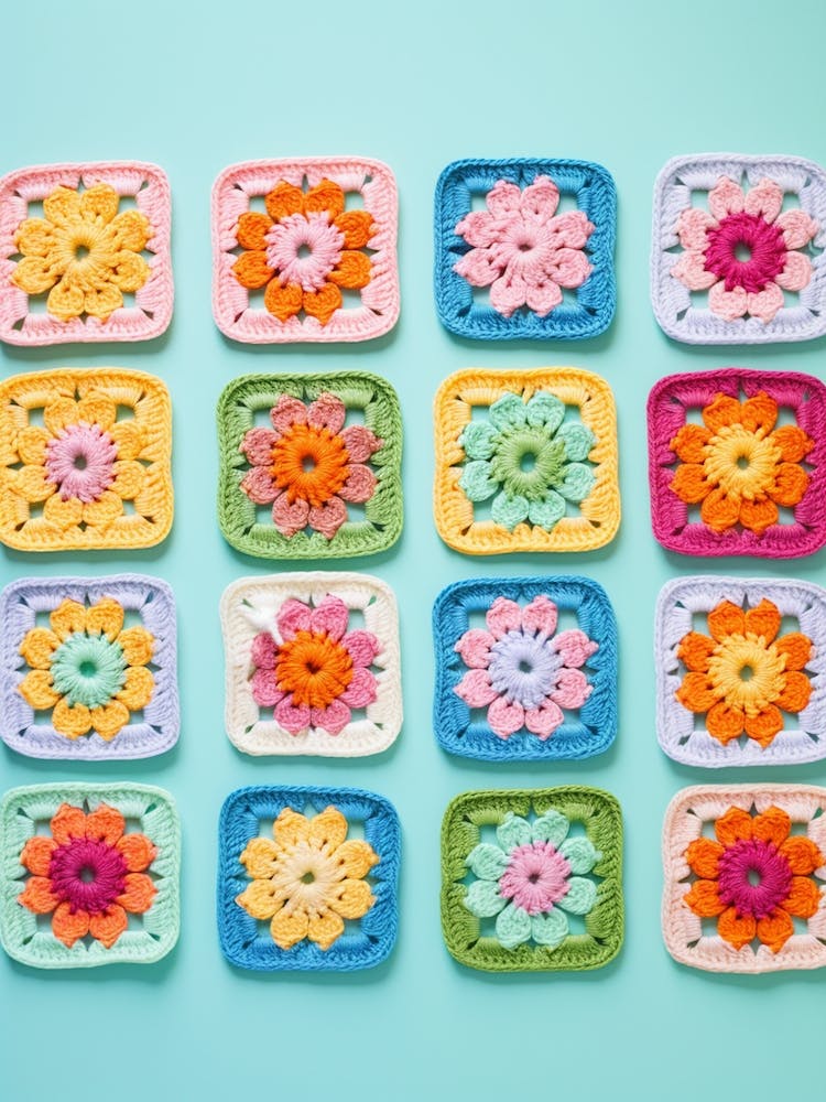 Crochet Granny Sqaures Blue 1