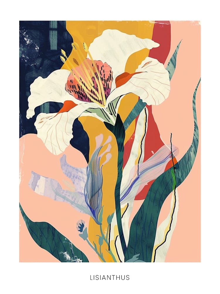 Colourful Flower Illustration Poster Lisianthus 1