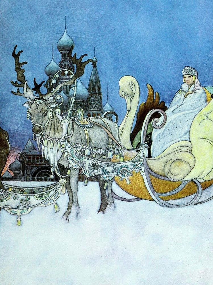 "The Russian Princess" by Kay Nielsen - East of the Sun and West of the Moon 1914 - Vintage Victorian Winter Fairytale Art Signed Remastered High Resolution