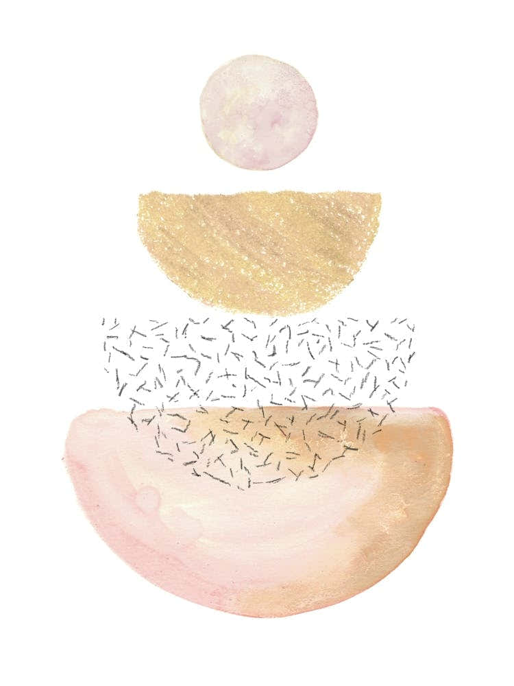 Abstract Watercolor balancing shapes