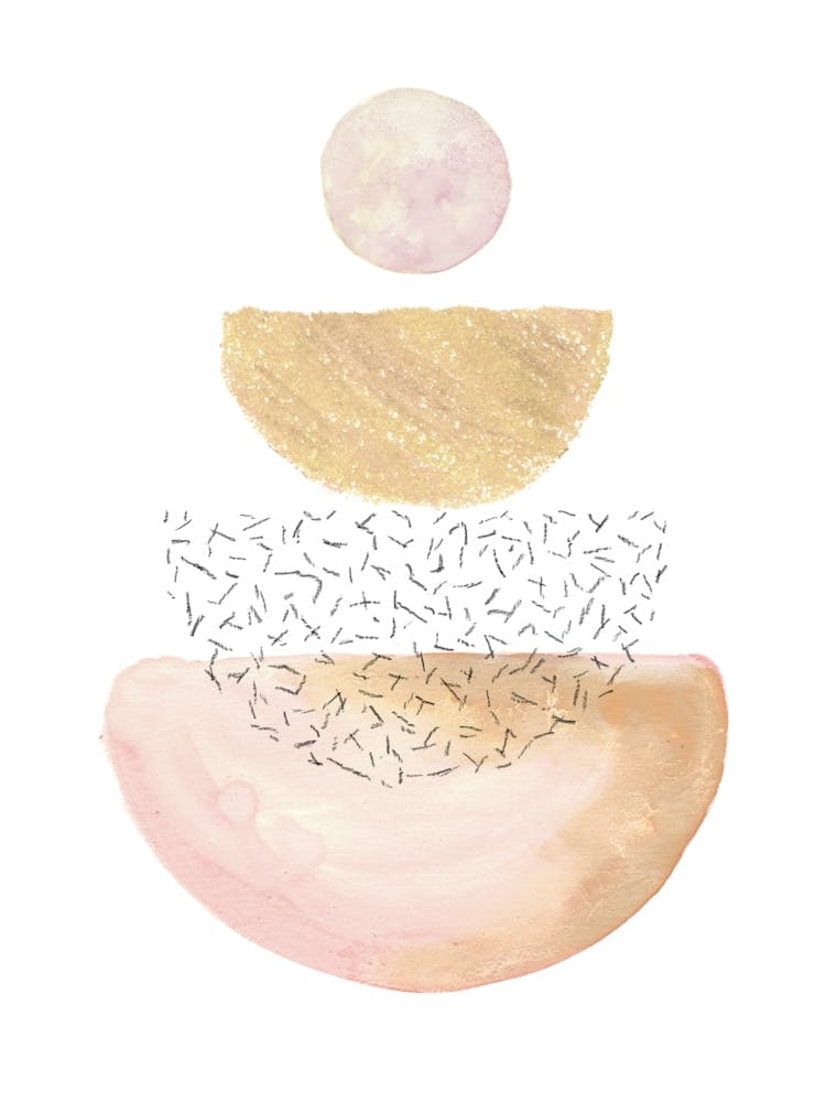 Abstract Watercolor balancing shapes