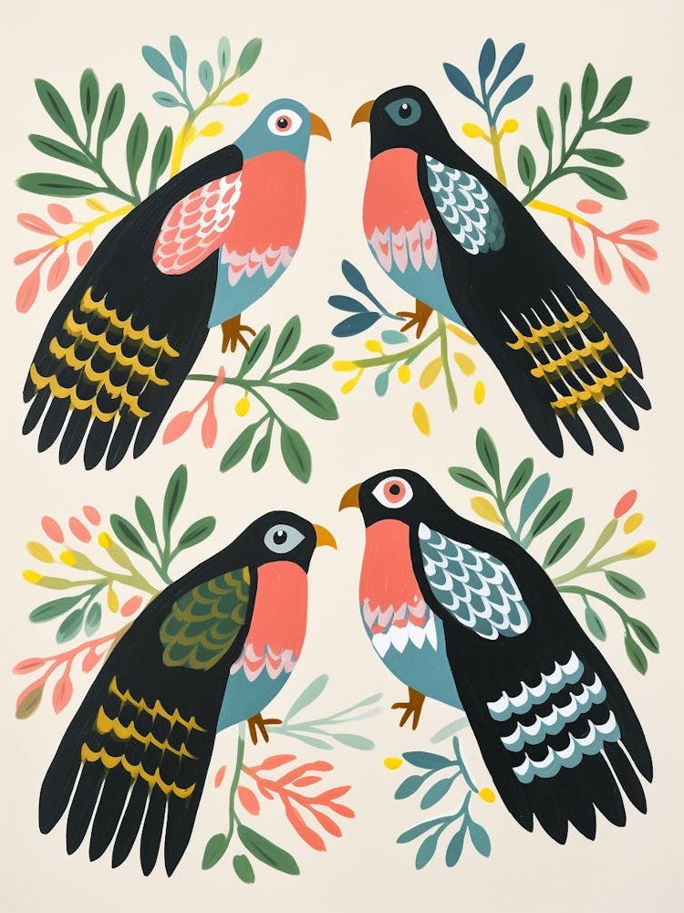 Folk Style Bird Painting Bald Eagle 1