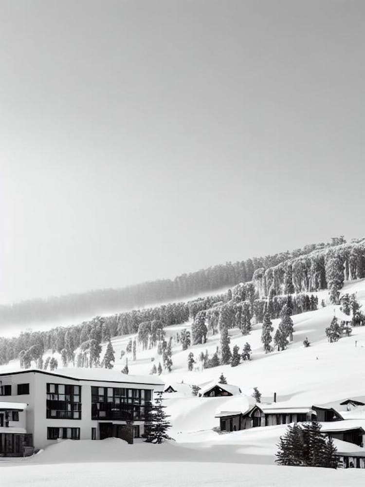 Hotham, Australia Black And White Skiing Poster