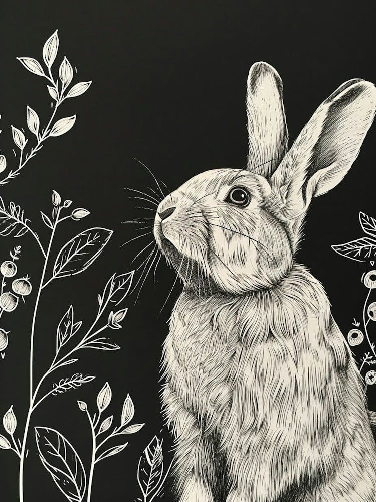 English Lop Rabbit Minimalist Illustration 2