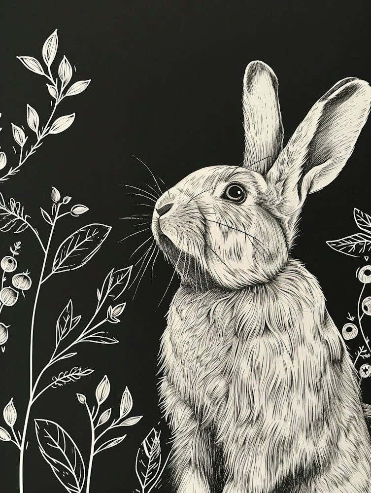 English Lop Rabbit Minimalist Illustration 2