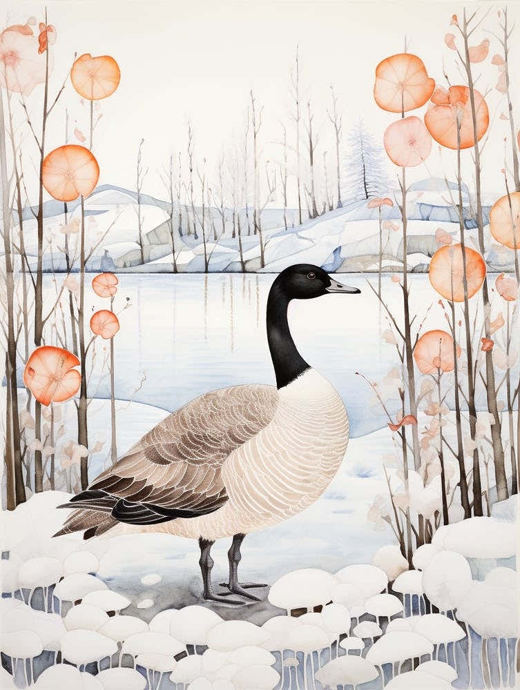 Winter Bird Painting Canada Goose 1