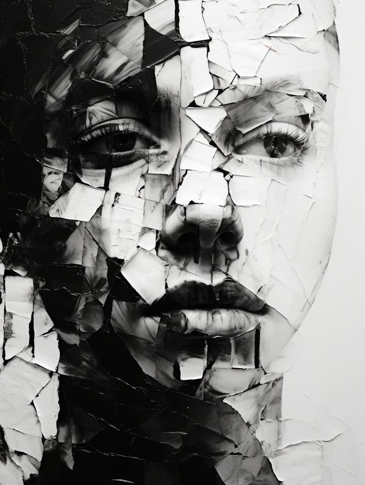 Fractured Identity Abstract Black And White 6
