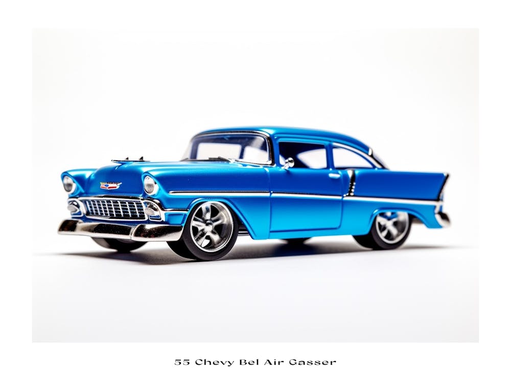 Toy Car 55 Chevy Bel Air Gasser Blue Poster