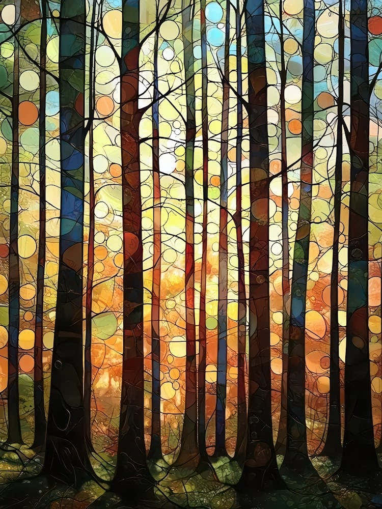 Gustav Klimt Print Trees Forest Painting Klimt Exhibition Poster Painting Floral Decor Full