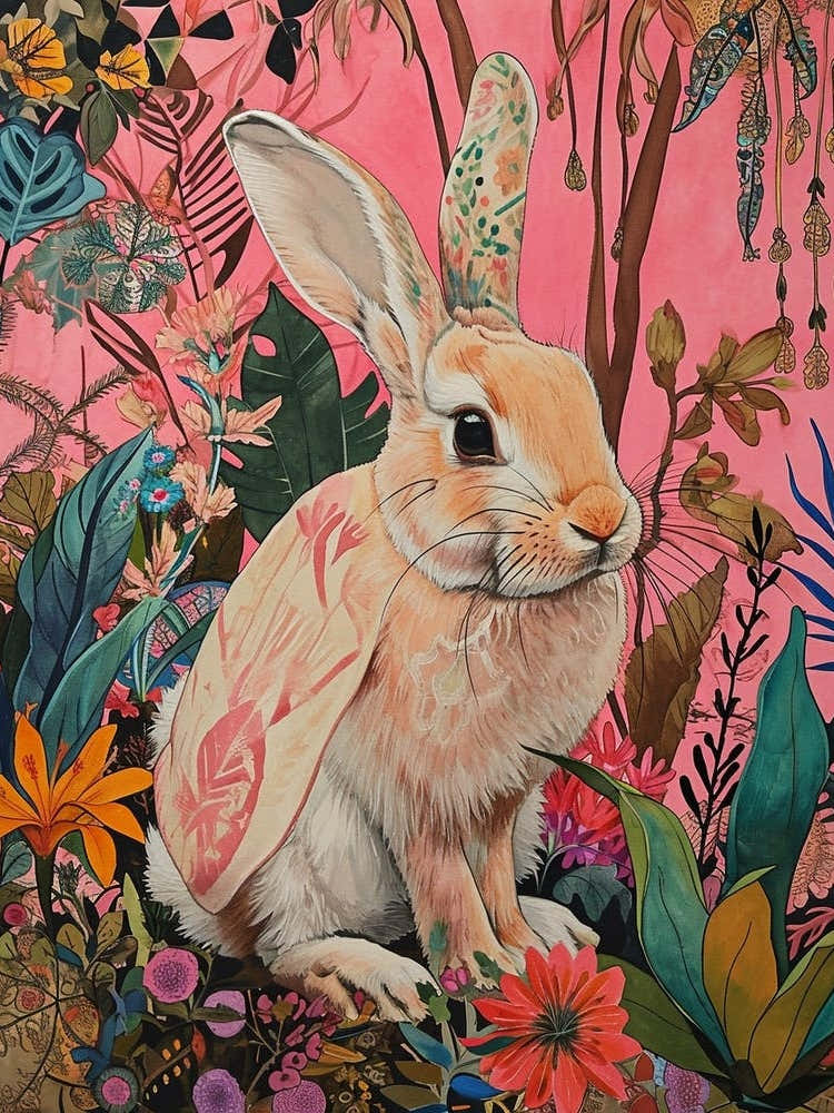Floral Animal Painting Rabbit 2