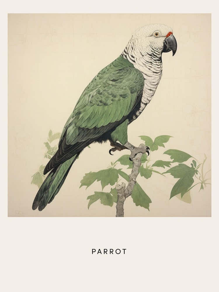 Ohara Koson Inspired Bird Painting Parrot 1 Poster