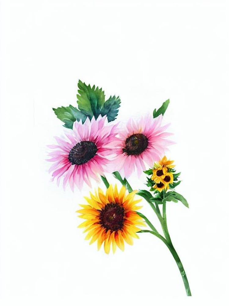 Sunflower Watercolour Flower