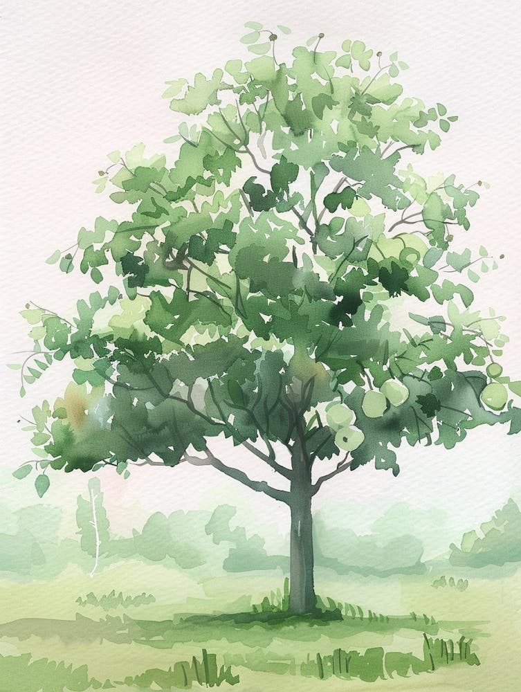 Pear Tree Atmospheric Watercolour Painting 2