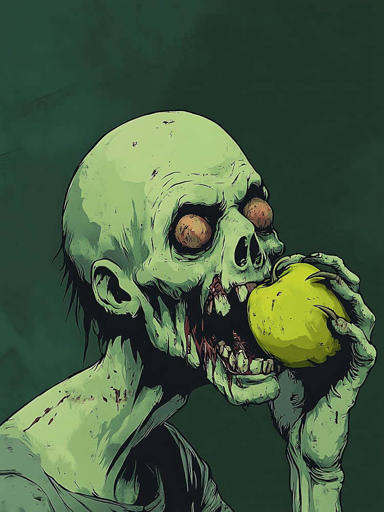 Scary Zombie Eating An Apple 10