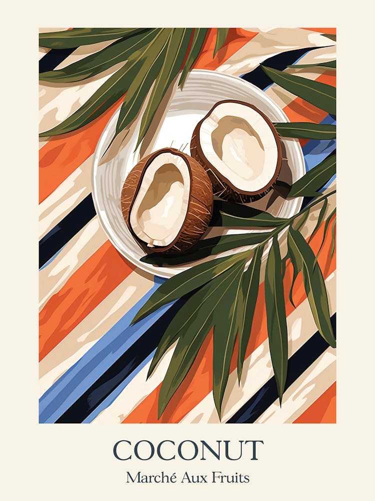 Marche Aux Fruits Coconut Fruit Summer Illustration 2