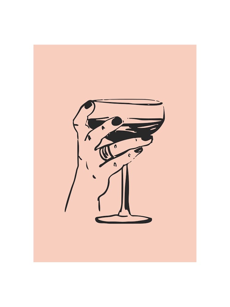 Hand With Cocktail In Pink And Black
