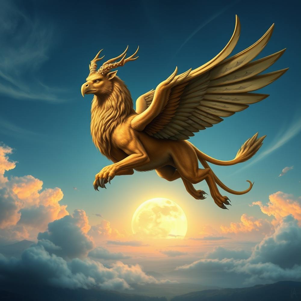 A Majestic Griffon Soars Through the Sky