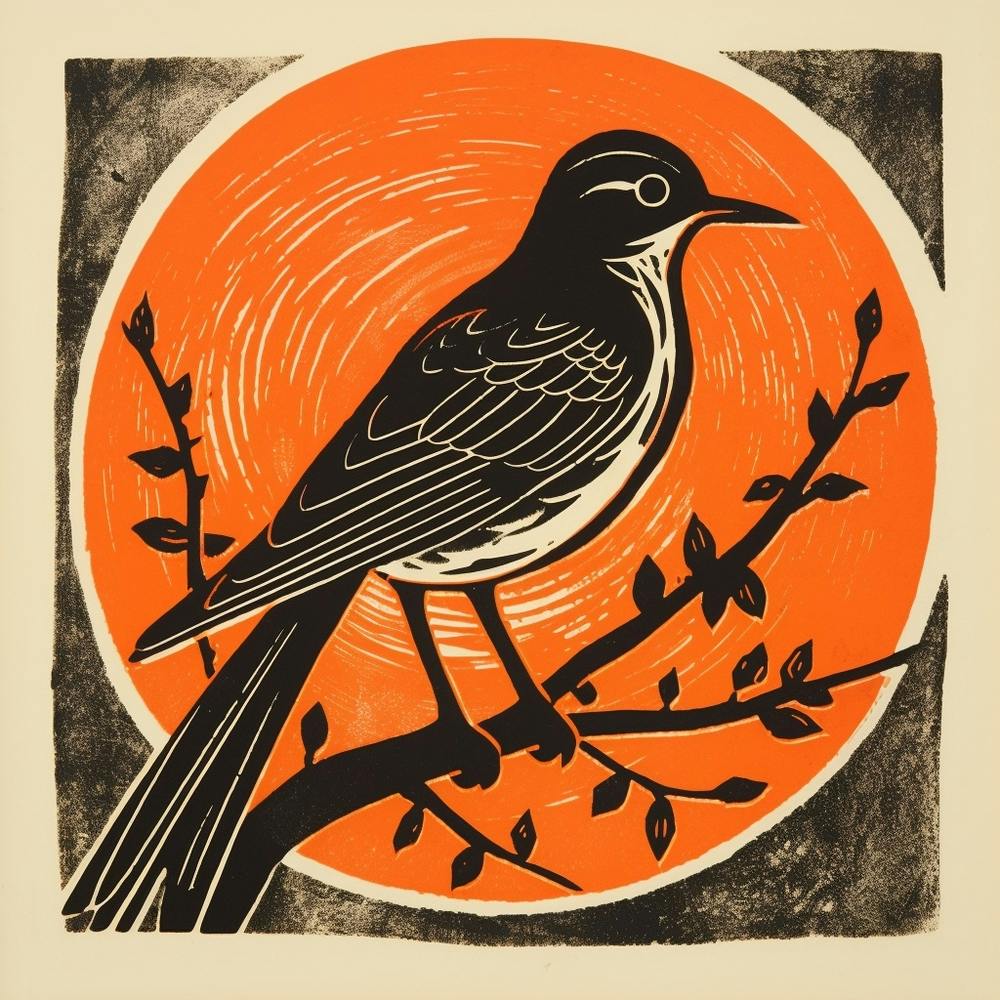 Retro Bird Lithograph Lark 2