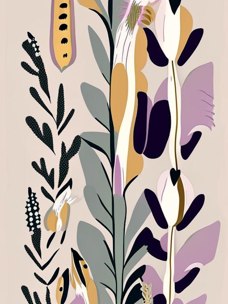 Foxglove Wildflower Modern Muted Colours 2