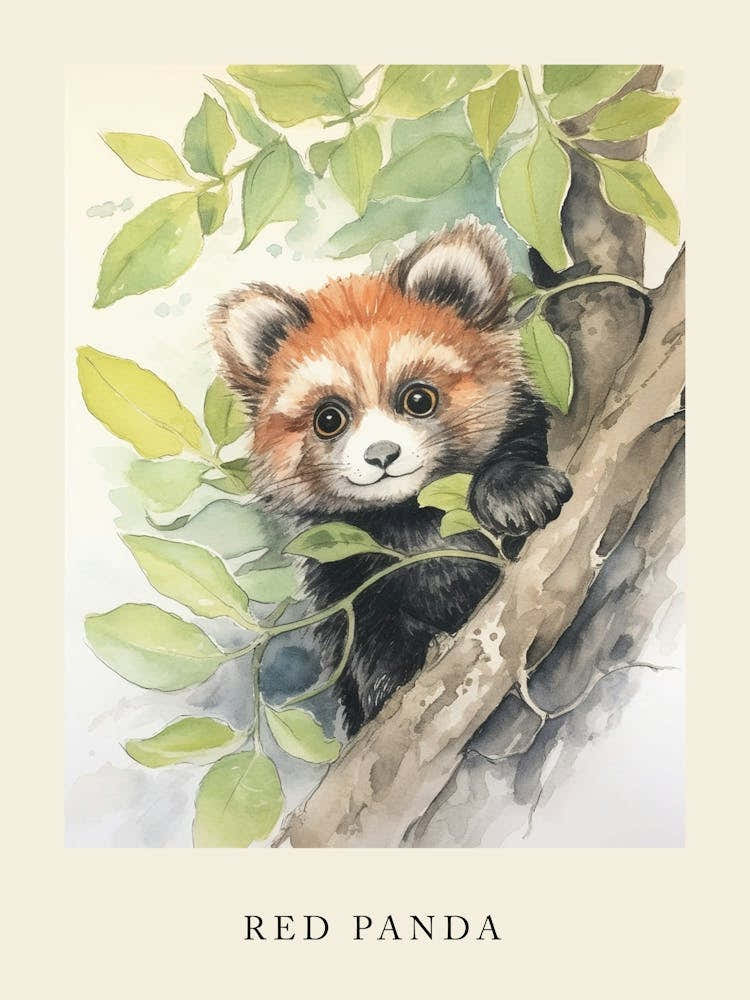 Beatrix Potter Inspired  Animal Watercolour Red Panda 5