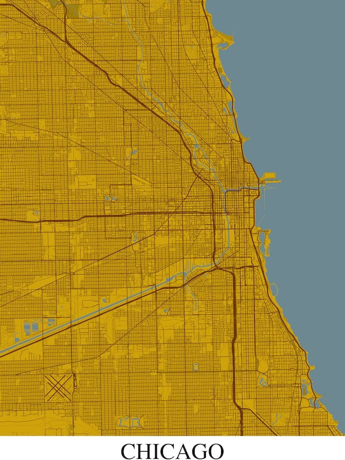 Chicago Illinois Yellow Blue