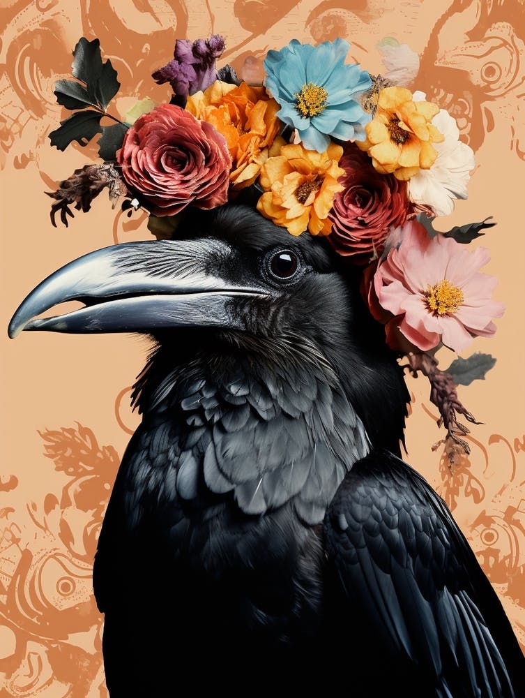 Bird With A Flower Crown Raven 4