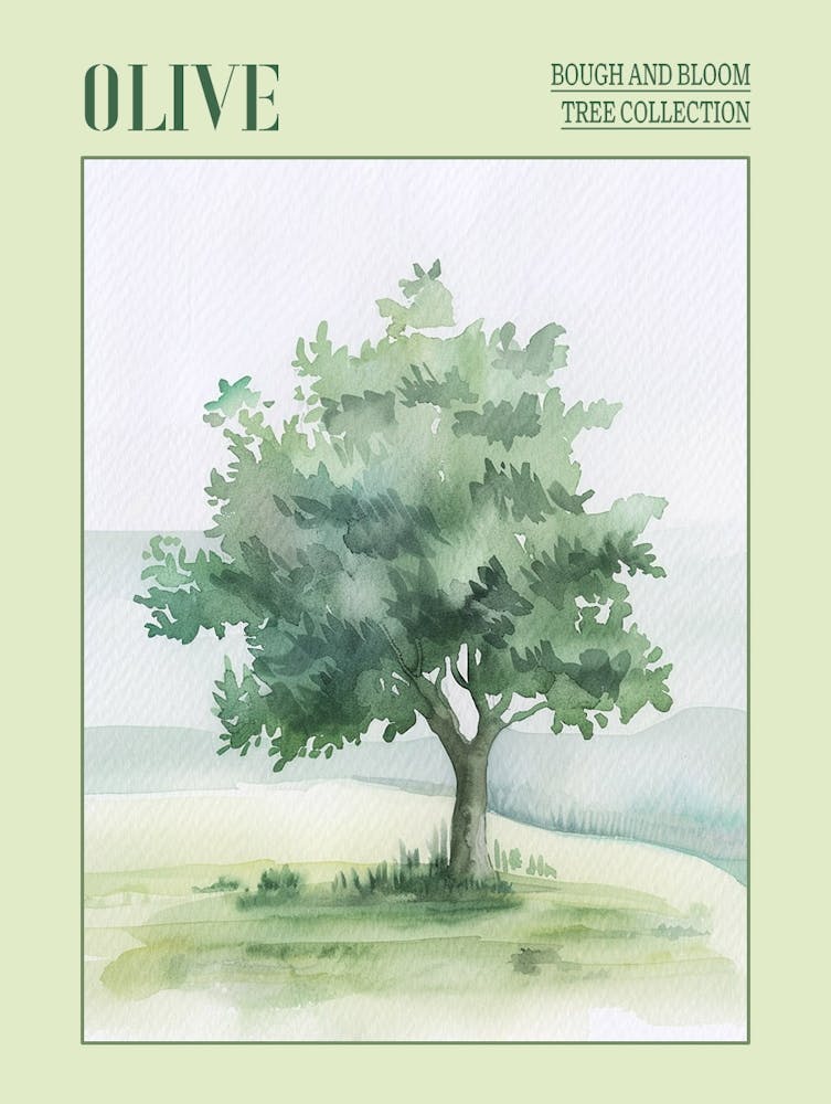 Olive Tree Atmospheric Watercolour Painting 2 Poster