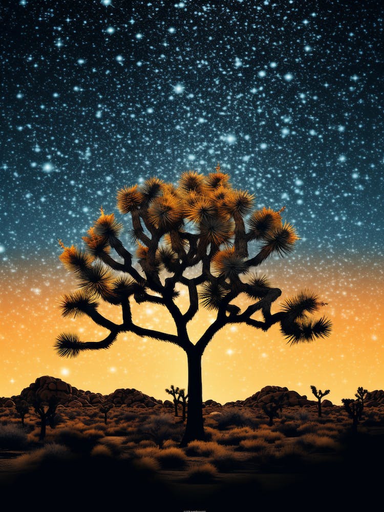 Joshua Tree With Starry Sky In Gold And Black (4)