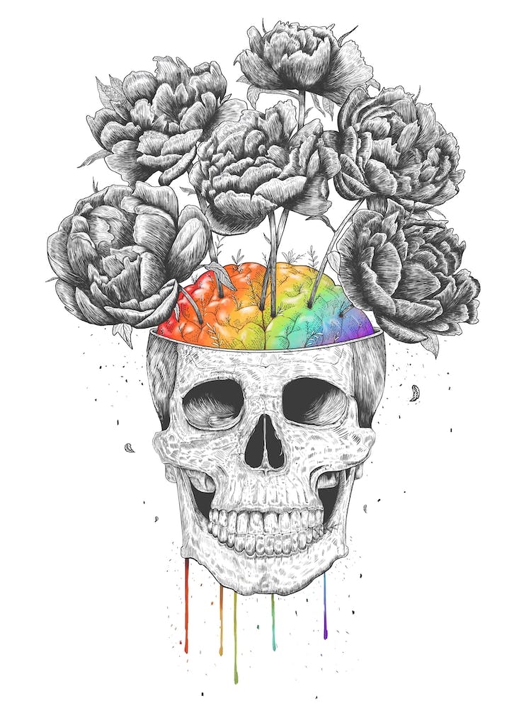 Skull With Rainbow Brain