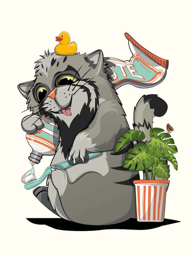 Pallas Wildcat Cleaning Teeth