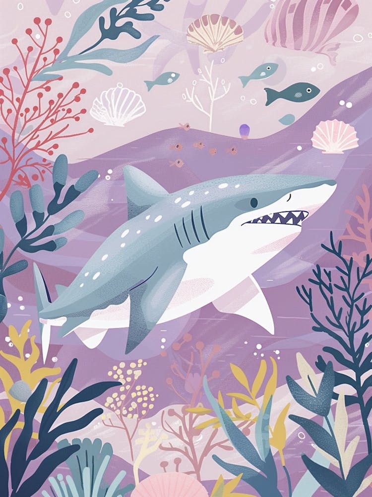 Purple Port Jackson Shark Illustration