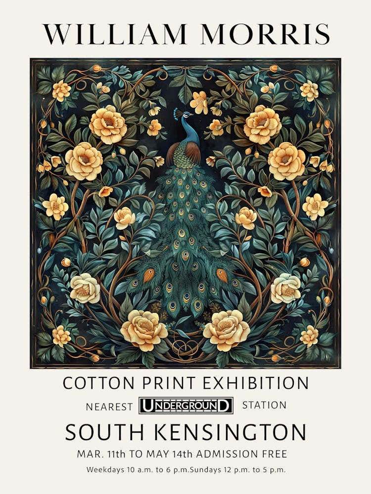 William Morris Peacock Yellow Flowers