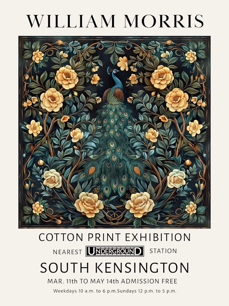 William Morris Peacock Yellow Flowers