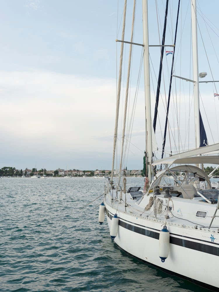 Sailboat in Croatian Harbor - Nautical Travel Photography 1