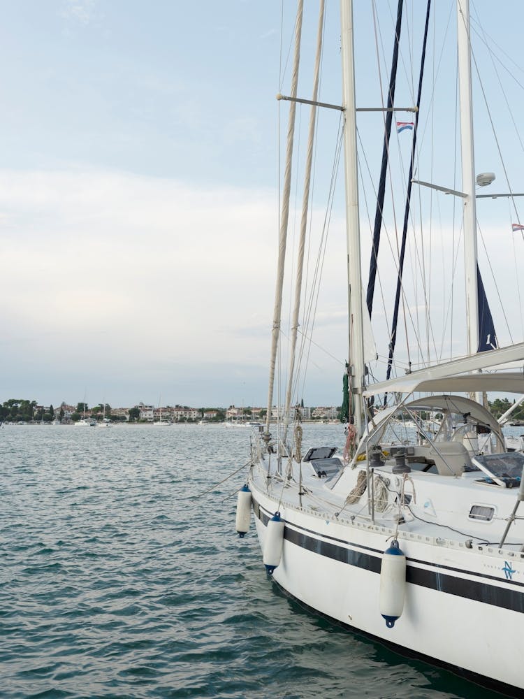 Sailboat in Croatian Harbor - Nautical Travel Photography 1